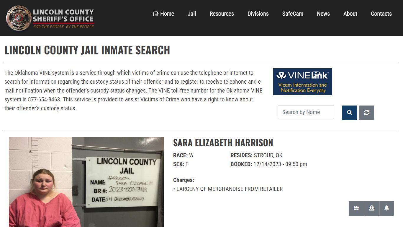 Inmate Search - Lincoln County Sheriff's Office